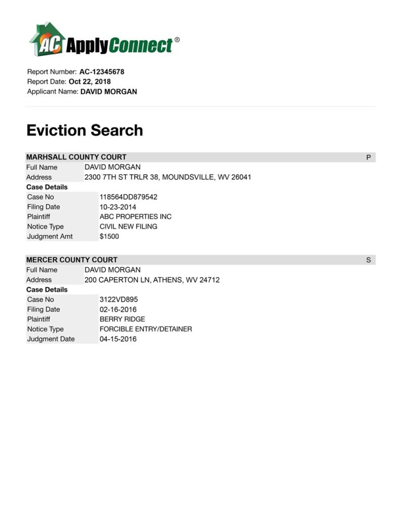 renter eviction check tenant screening