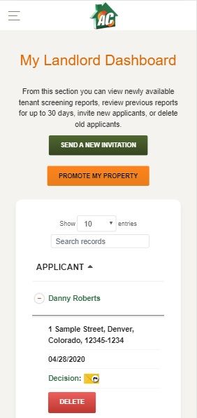 simplified tenant screening mobile