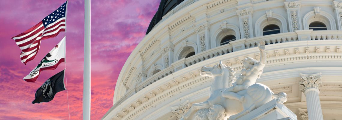 California Legislature Building and Flag